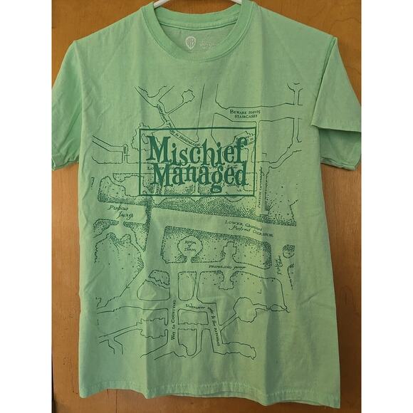 Harry Potters Wizarding World "Mischief Managed" S Shirt Green Loot Wear Magic - Picture 1 of 4